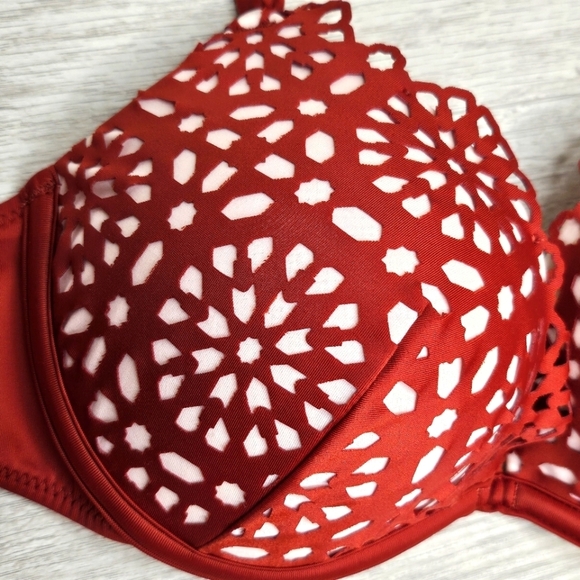 Shade & Shore Laser Cut-Out Padded Push-Up Burnt Orange Bikini Bra Top Size 36B - Picture 10 of 12